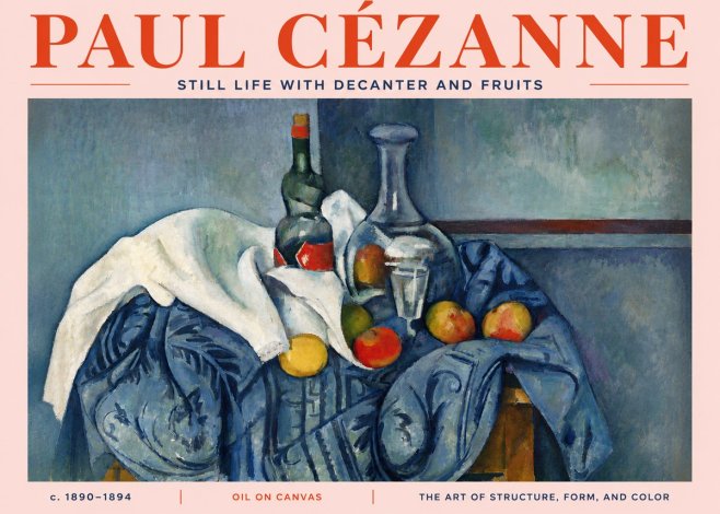 Paul Cézanne Still Life with Decanter and Fruits No4 - Affiche