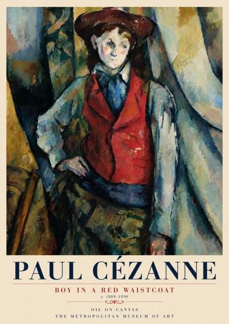 Paul Cézanne Boy in a Red Waistcoat No3 - Affiche
