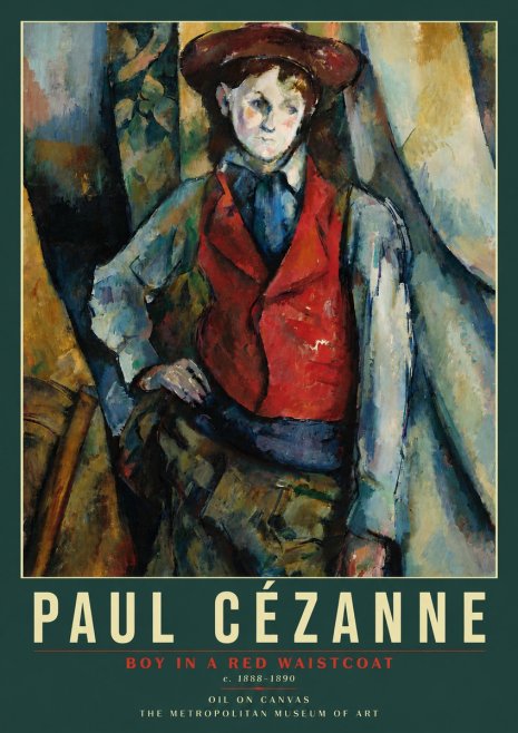 Paul Cézanne Boy in a Red Waistcoat No5 - Affiche