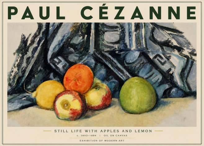 Paul Cézanne Still Life with Apples and Lemon No4 - Affiche