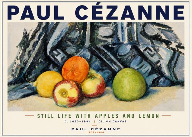 Paul Cézanne Still Life with Apples and Lemon No6 - Affiche