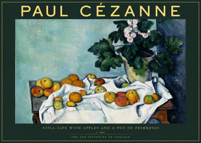 Paul Cézanne Still Life with Apples and a Pot of Primroses No2 - Affiche