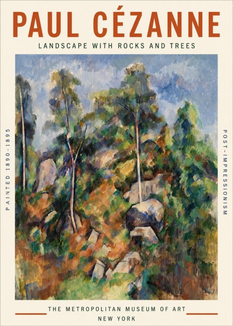 Paul Cézanne Landscape with Rocks and Trees No3 - Affiche