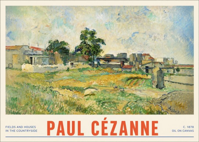 Paul Cézanne Fields and Houses in the Countryside No3 - Affiche