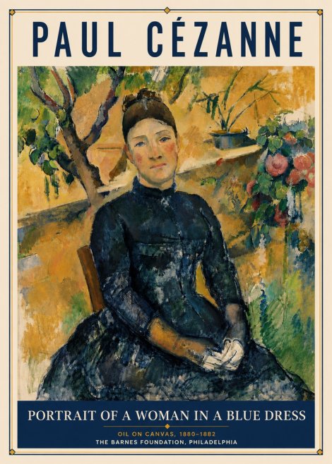 Paul Cézanne Portrait of a Woman in a Blue Dress No6 - Affiche
