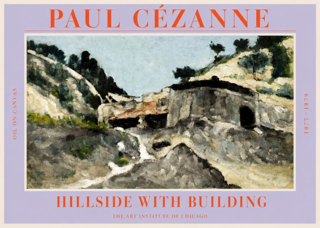 Paul Cézanne Hillside with Building No2 - Affiche