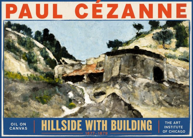 Paul Cézanne Hillside with Building No4 - Affiche