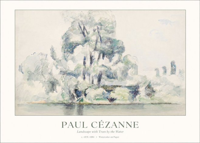 Paul Cézanne Landscape with Trees by the Water No1 - Affiche