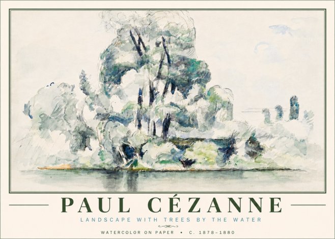 Paul Cézanne Landscape with Trees by the Water No6 - Affiche