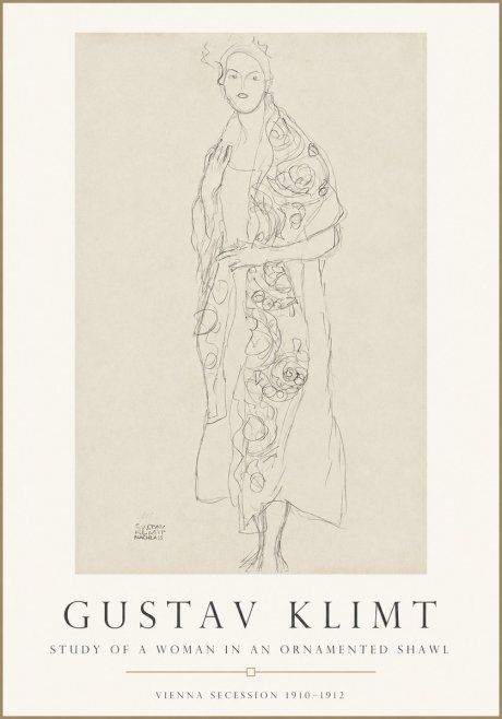 Klimt Study of a Woman in an Ornamented Shawl No1 - Affiche