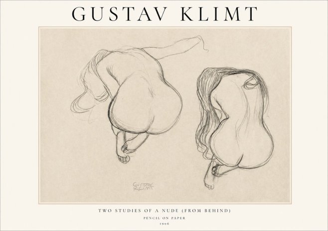 Klimt Two Studies of a Nude (from Behind) No1 - Affiche