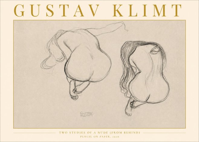 Klimt Two Studies of a Nude (from Behind) No2 - Affiche