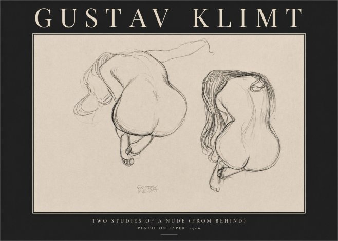 Klimt Two Studies of a Nude (from Behind) No3 - Affiche