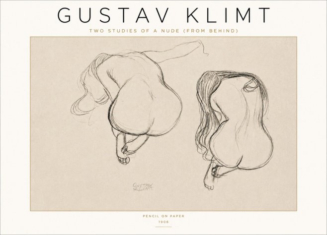 Klimt Two Studies of a Nude (from Behind) No4 - Affiche