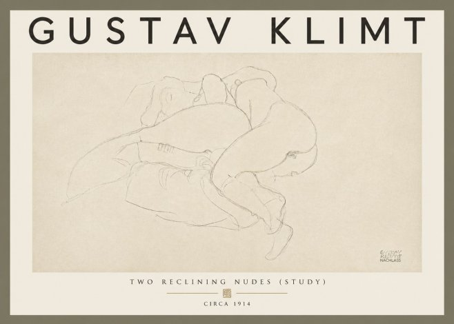 Klimt Two Reclining Nudes (Study) No5 - Affiche