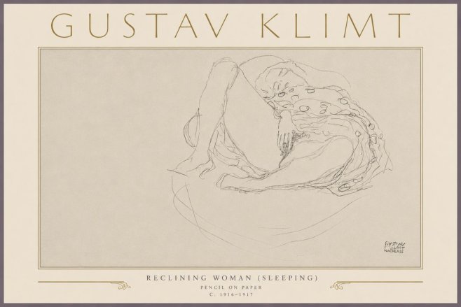 Klimt Reclining Woman (Sleeping) II No5 - Affiche