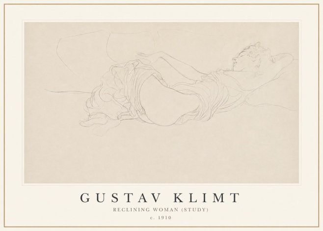 Klimt Reclining Woman (Study) No1 - Affiche