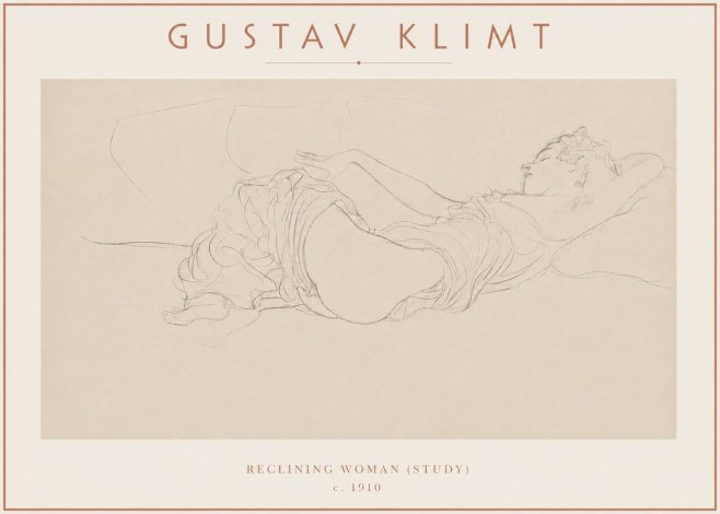 Klimt Reclining Woman (Study) No3 - Affiche