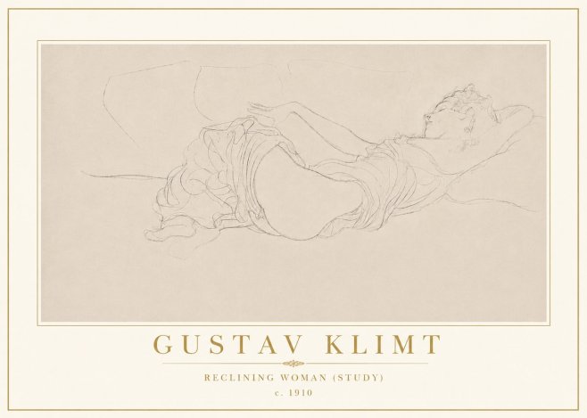 Klimt Reclining Woman (Study) No5 - Affiche