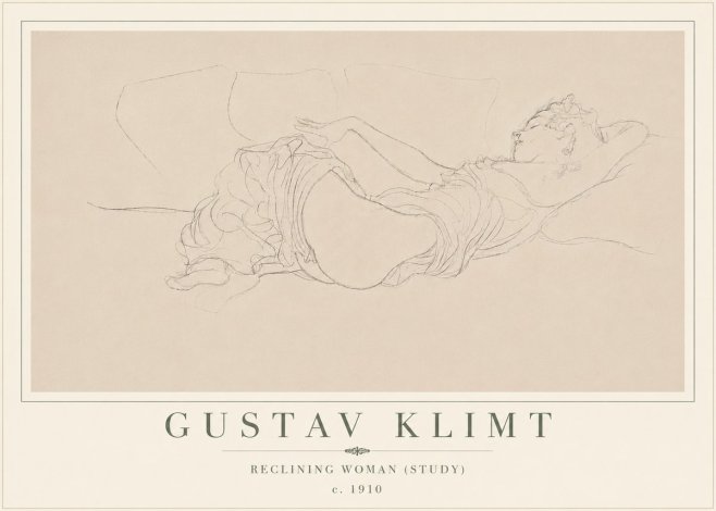 Klimt Reclining Woman (Study) No6 - Affiche
