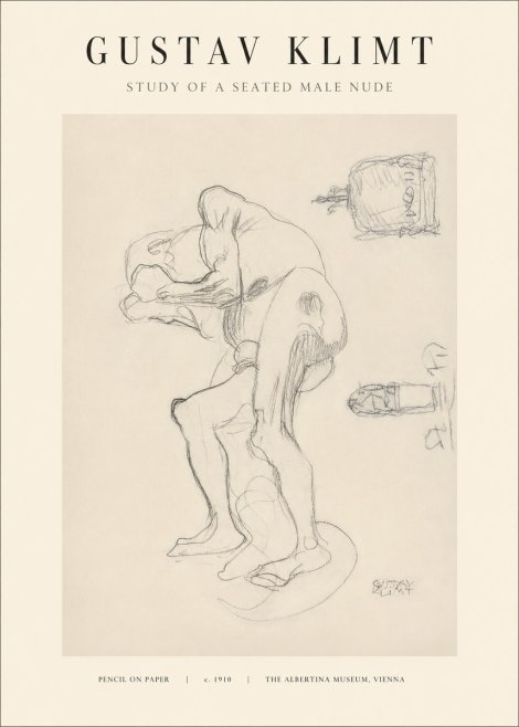 Klimt Study of a Seated Male Nude No1 - Affiche