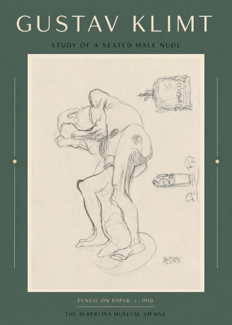 Klimt Study of a Seated Male Nude No2 - Affiche