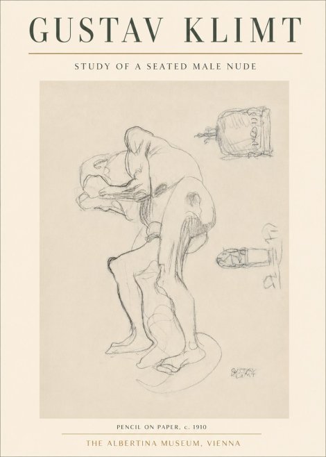 Klimt Study of a Seated Male Nude No3 - Affiche