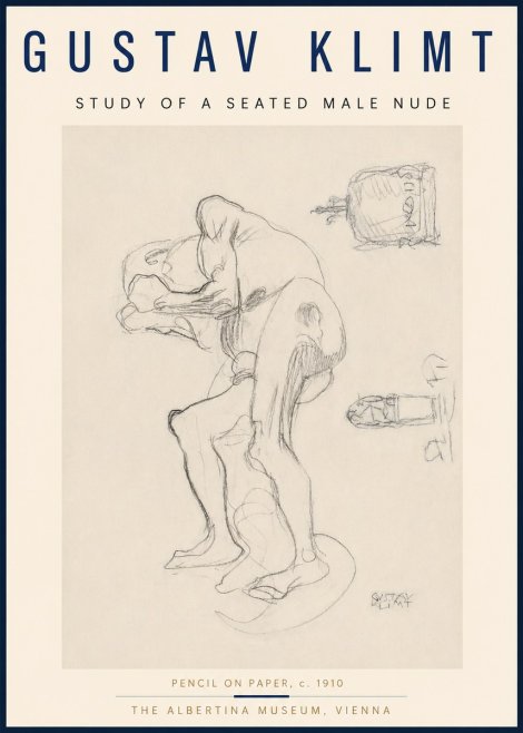 Klimt Study of a Seated Male Nude No4 - Affiche