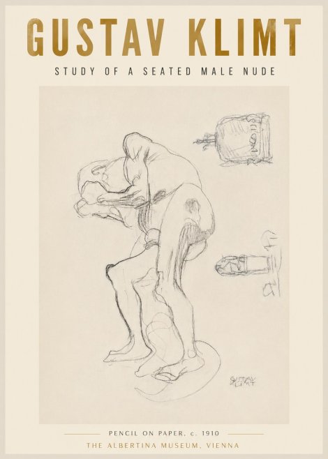 Klimt Study of a Seated Male Nude No5 - Affiche