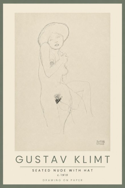 Klimt Seated Nude with Hat No2 - Affiche