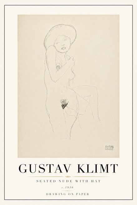 Klimt Seated Nude with Hat No6 - Affiche