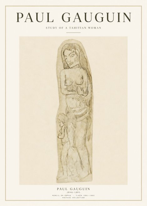 Paul Gauguin Study of a Tahitian Woman II No1 - Affiche