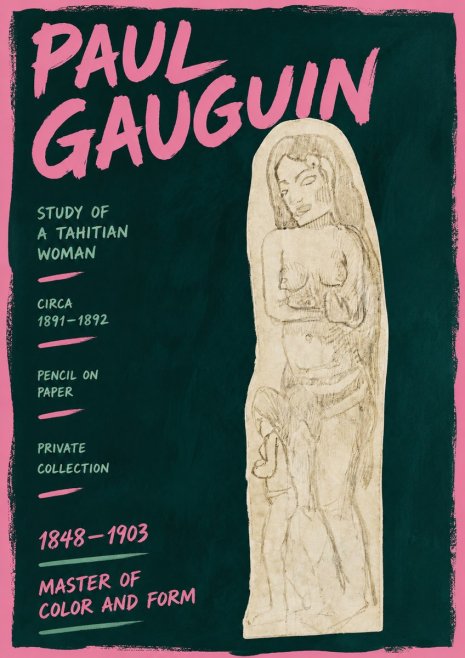 Paul Gauguin Study of a Tahitian Woman II No5 - Affiche