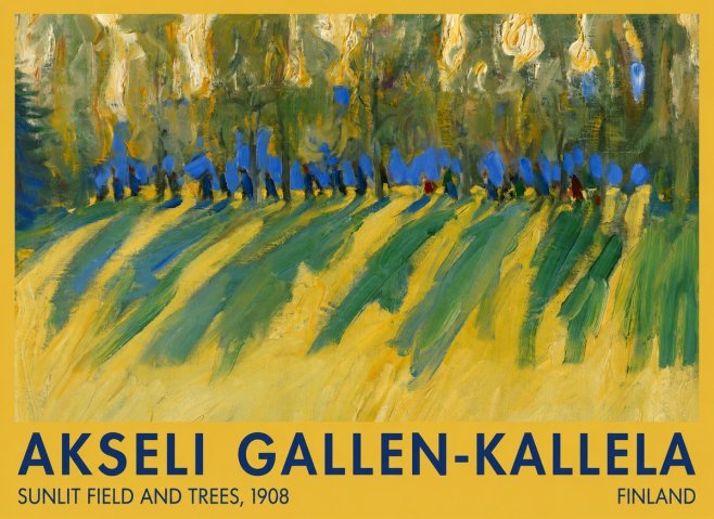 Akseli Gallen-Kallela Sunlit Field and Trees No1 - Affiche
