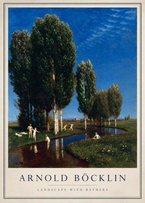 Arnold Böcklin Landscape with Bathers No1 - Affiche