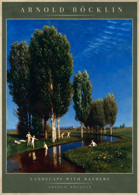 Arnold Böcklin Landscape with Bathers No4 - Affiche