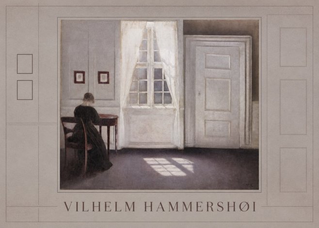 Vilhelm Hammershøi Interior with a Woman from the Back No1 - Affiche