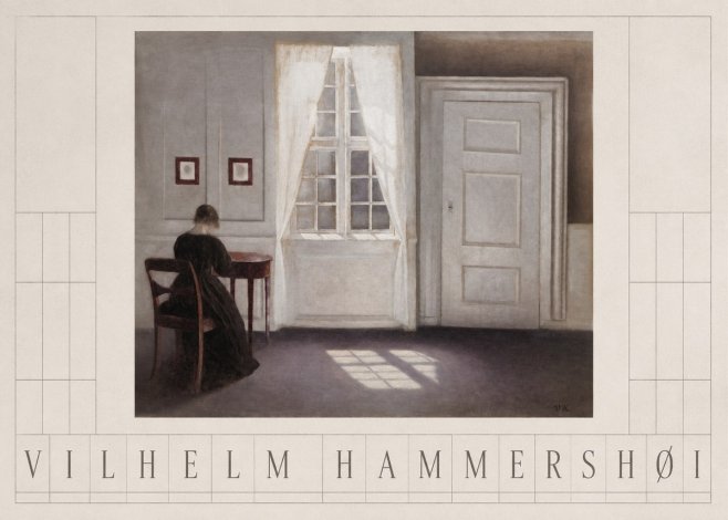 Vilhelm Hammershøi Interior with a Woman from the Back No3 - Affiche