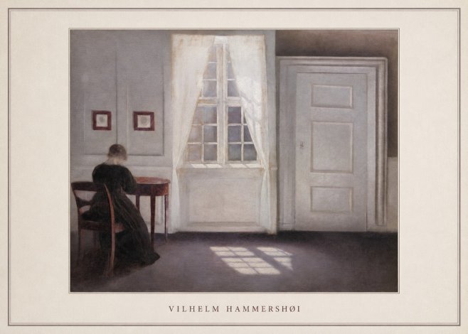 Vilhelm Hammershøi Interior with a Woman from the Back No4 - Affiche