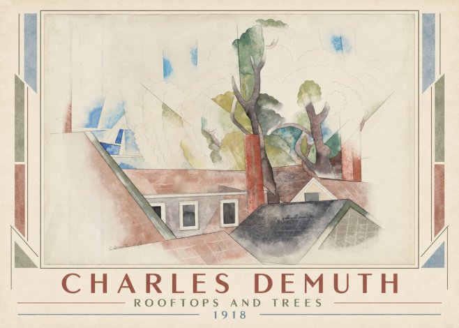 Charles Demuth Rooftops and Trees No1 - Affiche