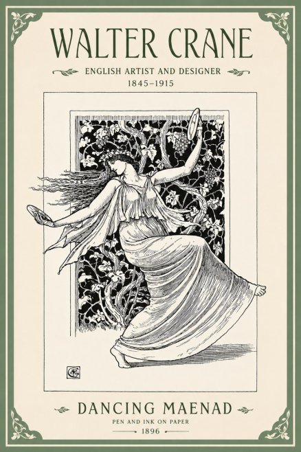 Walter Crane Dancing Maenad No4 - Affiche