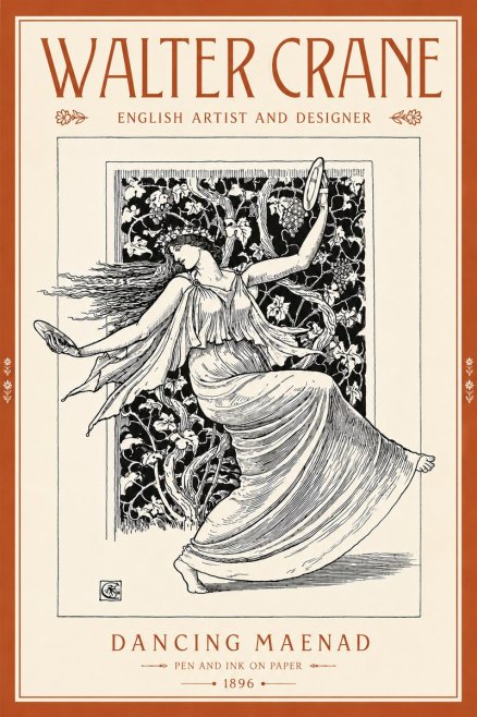 Walter Crane Dancing Maenad No5 - Affiche