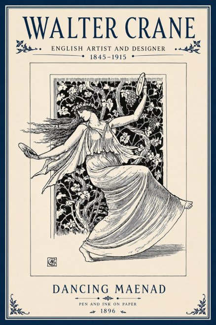 Walter Crane Dancing Maenad No6 - Affiche