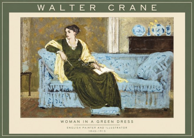 Walter Crane Woman in a Green Dress No2 - Affiche