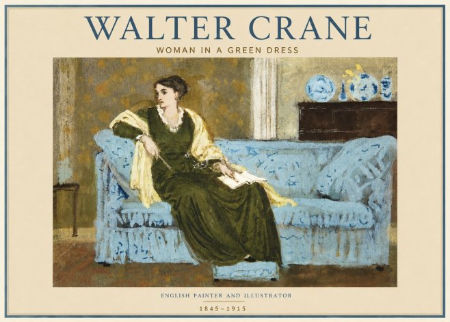 Walter Crane Woman in a Green Dress No3 - Affiche