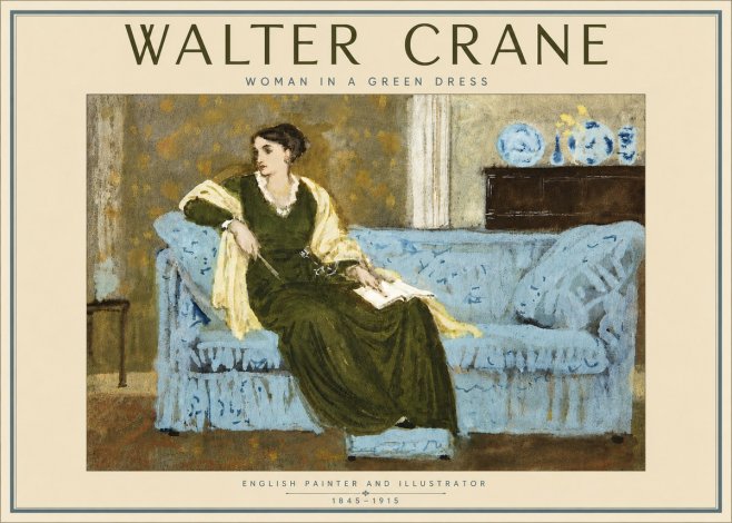 Walter Crane Woman in a Green Dress No5 - Affiche