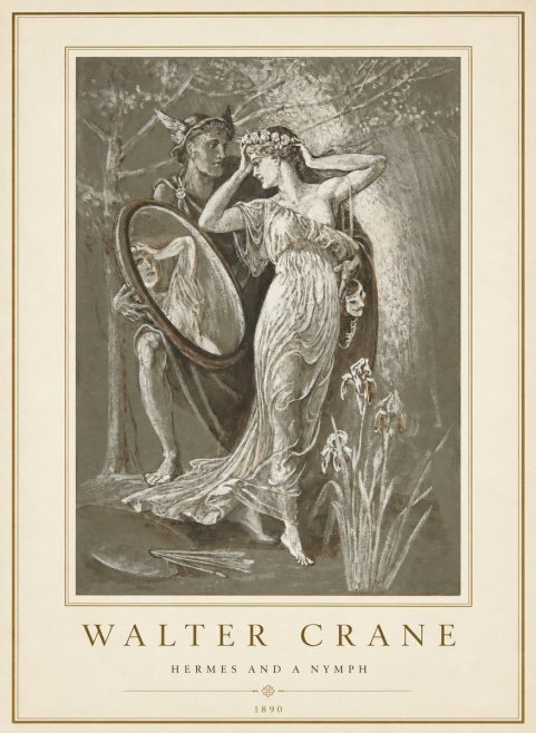 Walter Crane Hermes and a Nymph No1 - Affiche