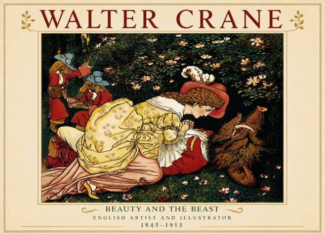 Walter Crane Beauty and the Beast No4 - Affiche