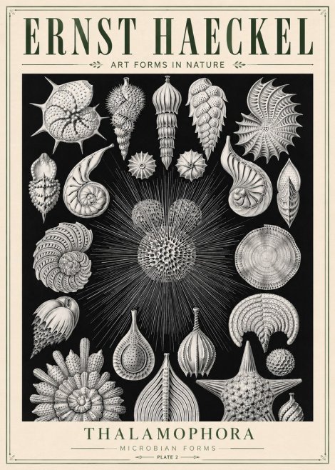 Ernst Haeckel Thalamophora - Microbian Forms - Plate 2 No5 - Affiche