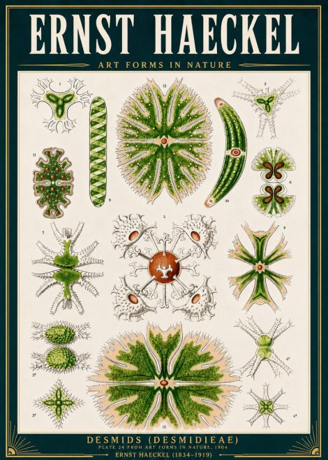 Ernst Haeckel Desmids (Desmidieae) No4 - Affiche